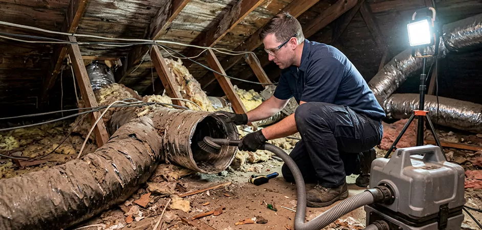 Storm-Damaged Attic Duct Cleaning in El Paso